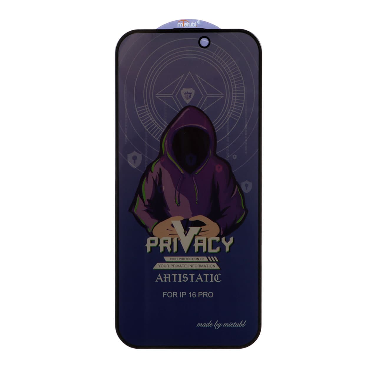 محافظ صفحه نمایش شیشه ای Full Cover Mietubl Anti Static Privacy مدل Apple iPhone 17 / iPhone 16 Pro