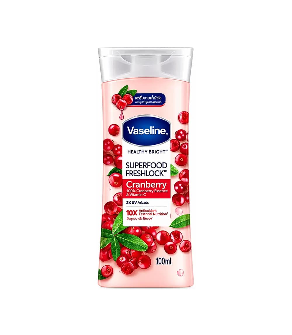 لوسیون بدن وازلین Healthy Bright Superfood Freshlock Cranberry حجم 100 میلی‌لیتر
