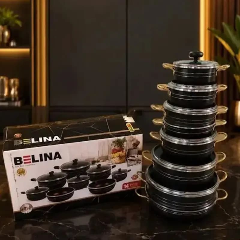 سرویس قابلمه چدن گرانیت 14 پارچه بلینا BELINA — تصویر ۵