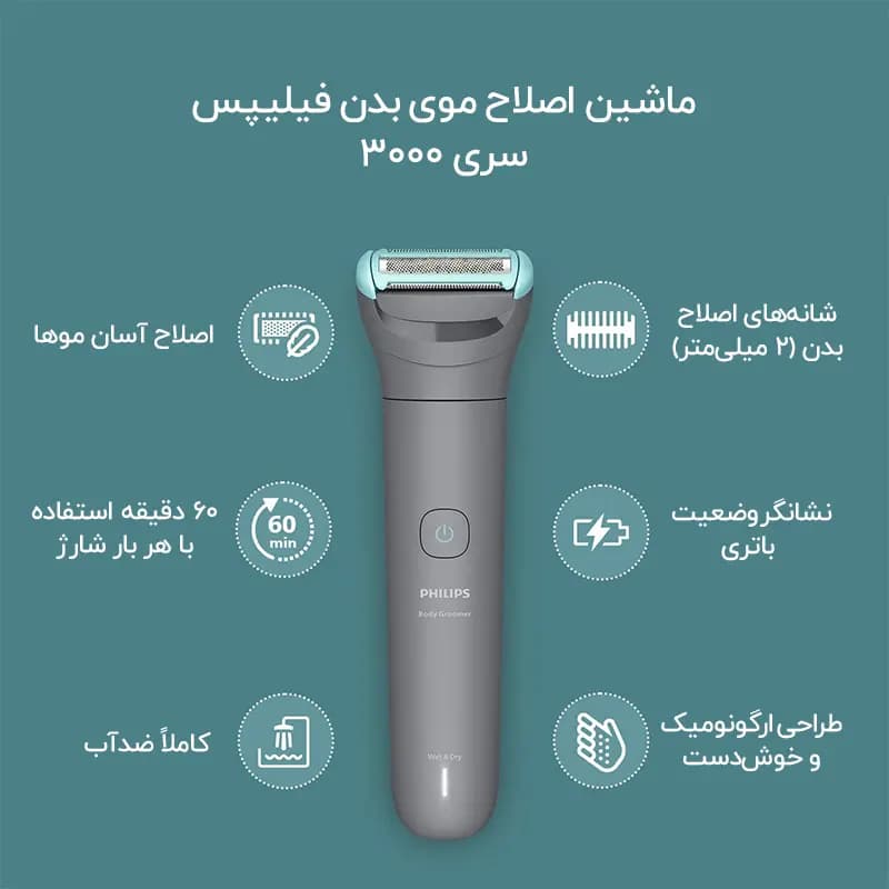 ماشین اصلاح بدن فیلیپس Philips Body groomer 3000 Series BG3470/15 — تصویر ۵