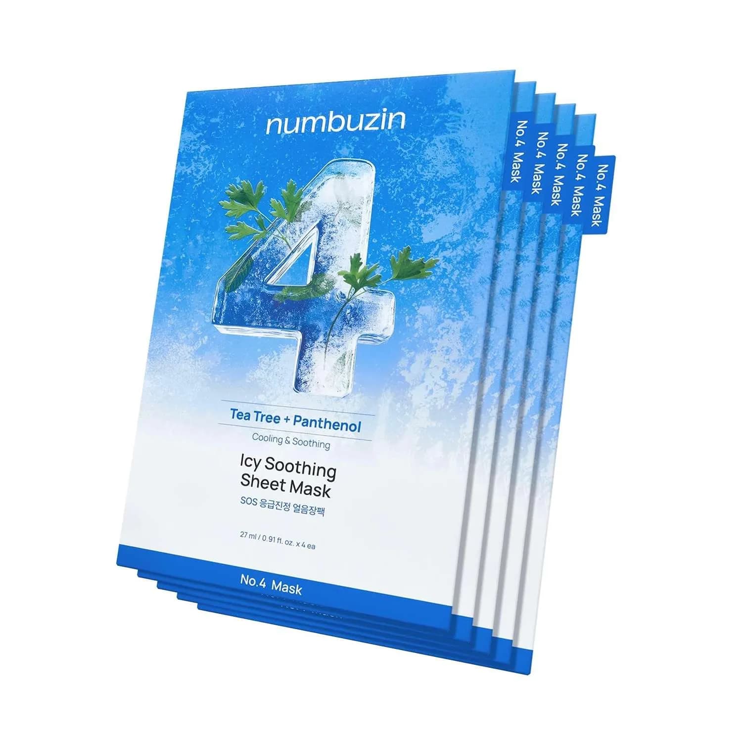 ماسک ضدالتهاب شماره 4 نامبوزین مدل Icy Soothing خنک‌کننده فوری بسته‌بندی 5عددی — تصویر ۳