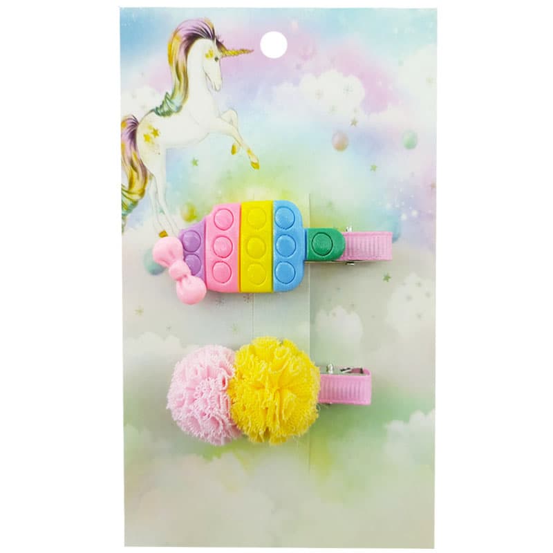 گیره سر دخترانه دوتایی طرح بستنی پاپیت دار Perance hairbows — تصویر ۳