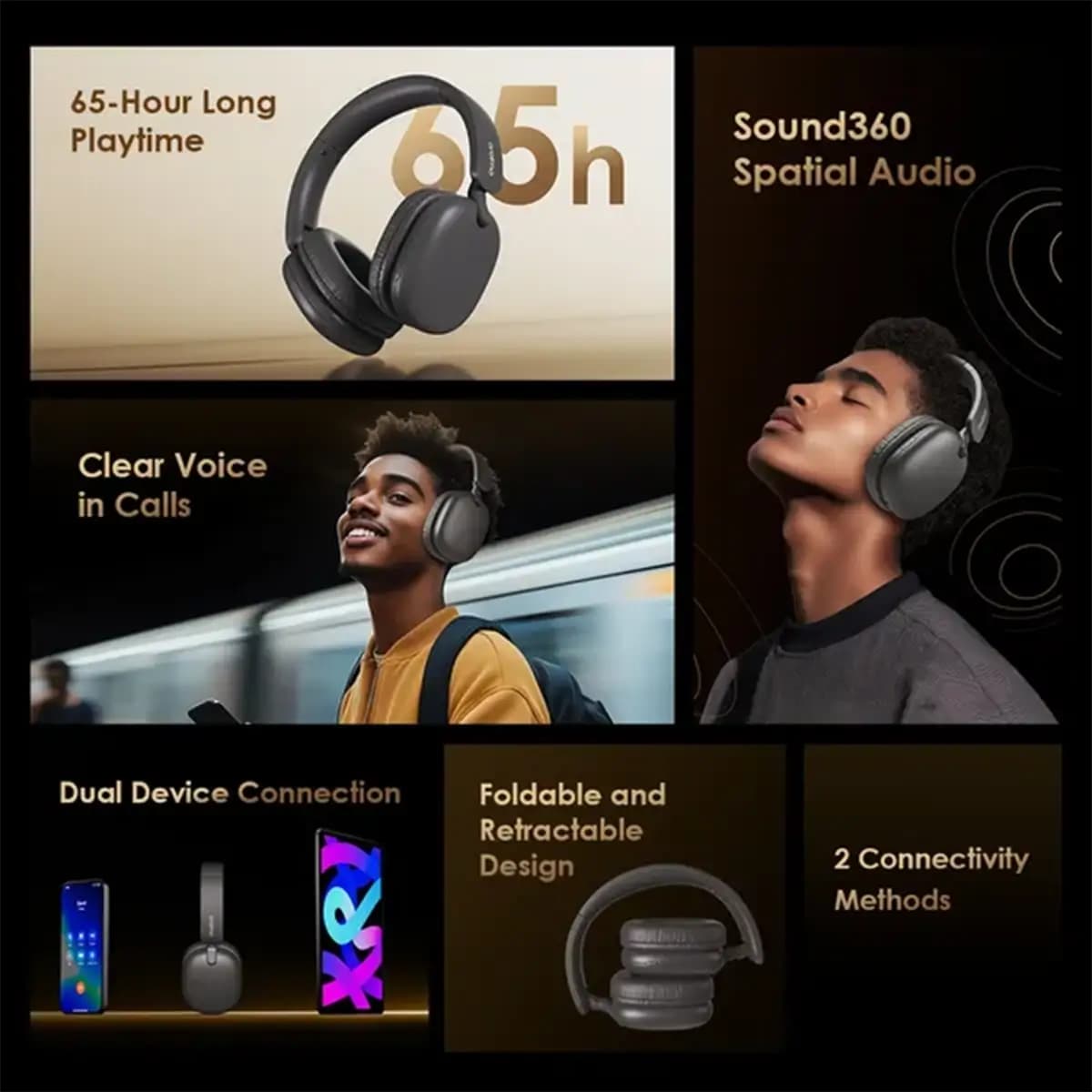 هدفون رو گوشی بی سیم اورایمو مدل Oraimo BoomPop Lite — تصویر ۳