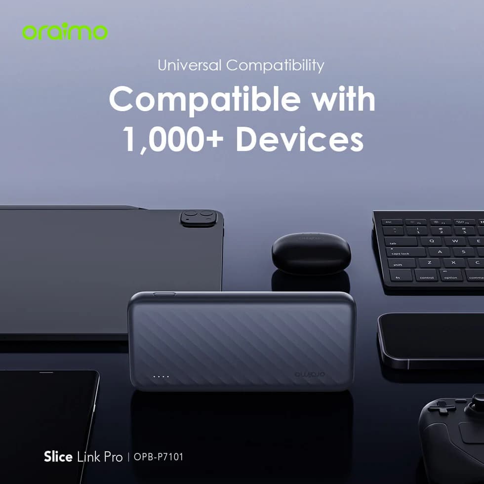 پاوربانک 10000 هزار 12.5 وات با سه کابل متصل اورایمو oraimo 10000mAh Power Bank with Built-in Lightning, USB-C & Micro-USB Cables — تصویر ۴
