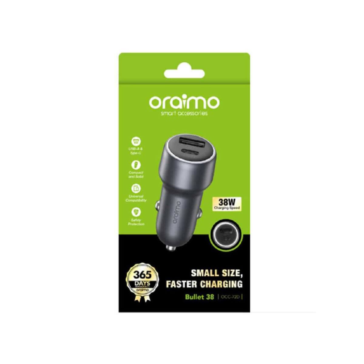 شارژر فندکی 38 وات اورایمو مدل oraimo Bullet 38 OCC-72D — تصویر ۲