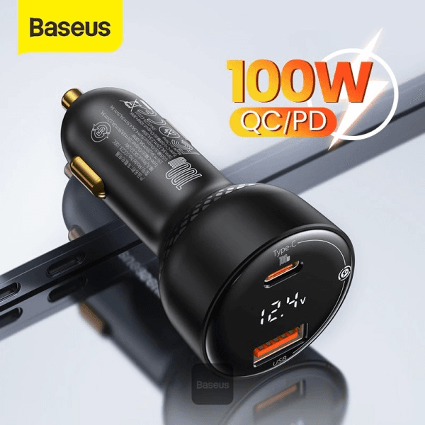 شارژر فندکی ۱۰۰ وات با نمایشگر دیجیتال بیسوس مدل Baseus Superme CCZX-01 — تصویر ۲