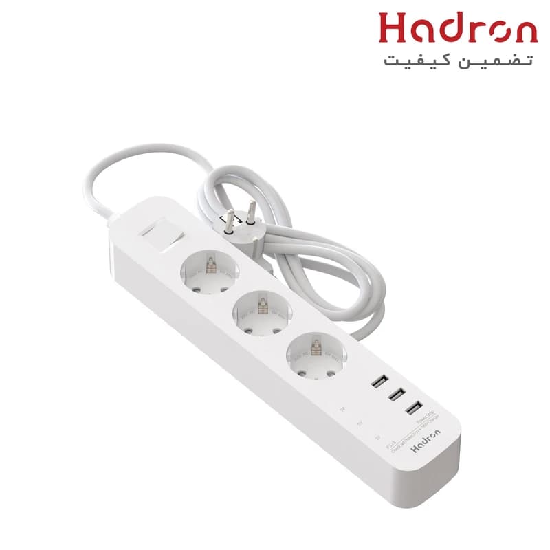 چندراهی برق هادرون مدل P323 با ۳ خروجی و طول کابل ۱.۸ متر