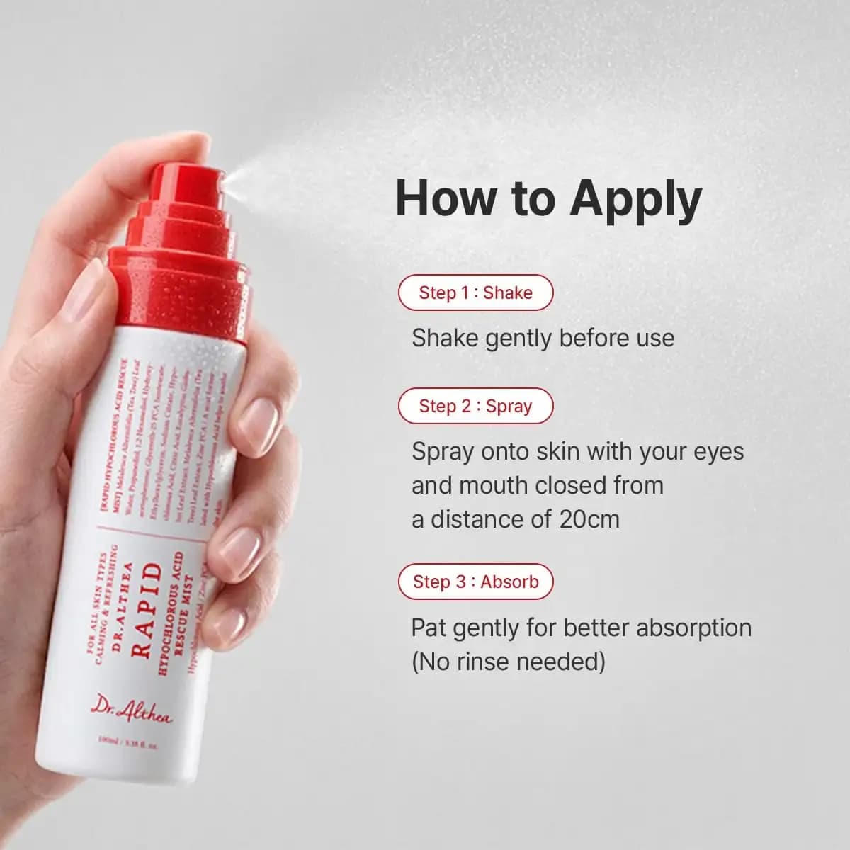اسپری میست هیپوکلروس اسید دکتر آلتیا ۱۰۰ میل Dr Althea Rapid Rescue Mist — تصویر ۶