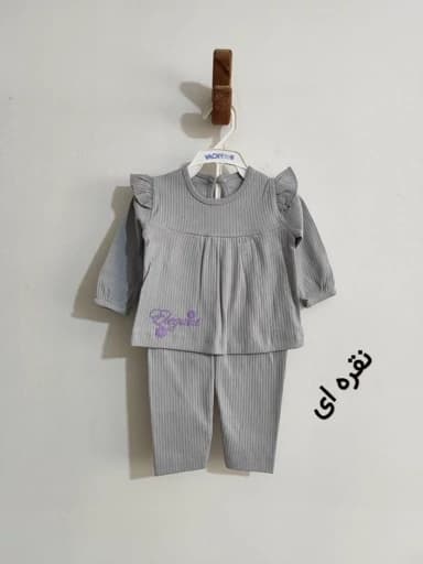 بلوز شلوار دخترانه نوزادی مدل کبریتی ۰_۳ماه — تصویر ۲