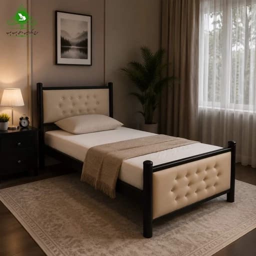 تخت خواب یک نفره چستر مدل لمسه بدون تشک مبلمان فرنا مدل 1142542