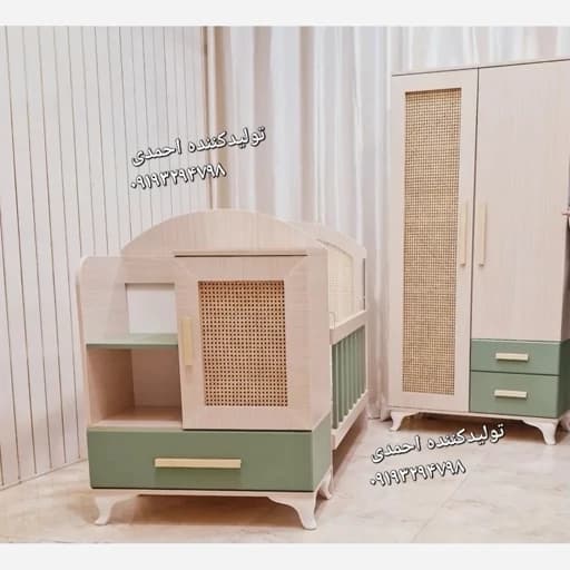 تخت خواب نوزاد ست دراور کمد حصیری مبلمان فرنا مدل 1142527