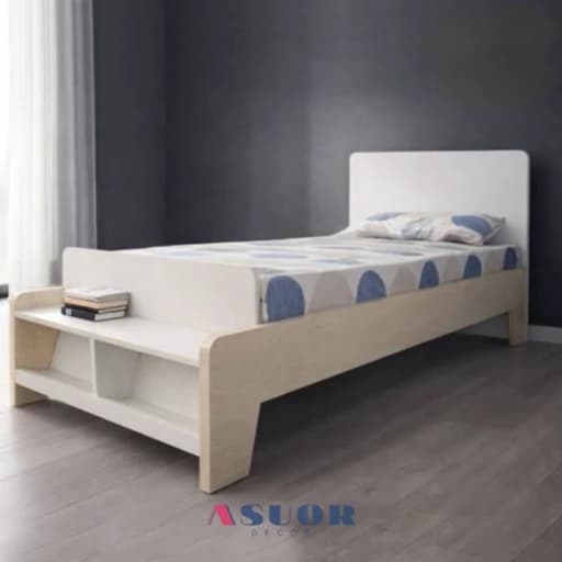 تخت T9012 سایز 90 در 200 تمام mdf با کفی مبلمان فرنا مدل 1142511