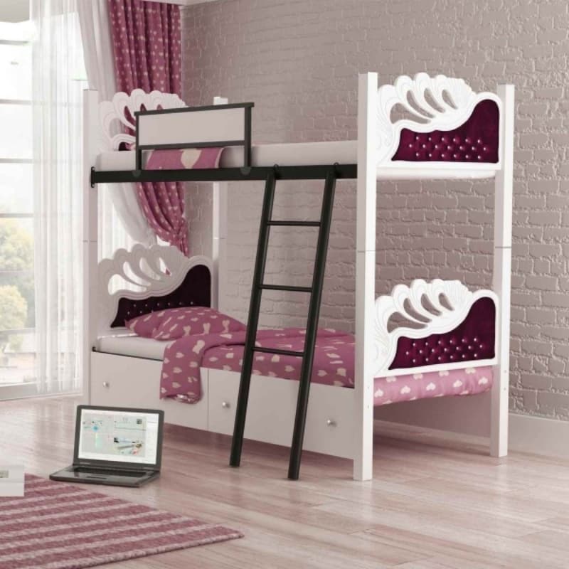 تخت خواب دخترانه دوطبقه لیلیوم طرح 90*200 مبلمان فرنا مدل 1142422