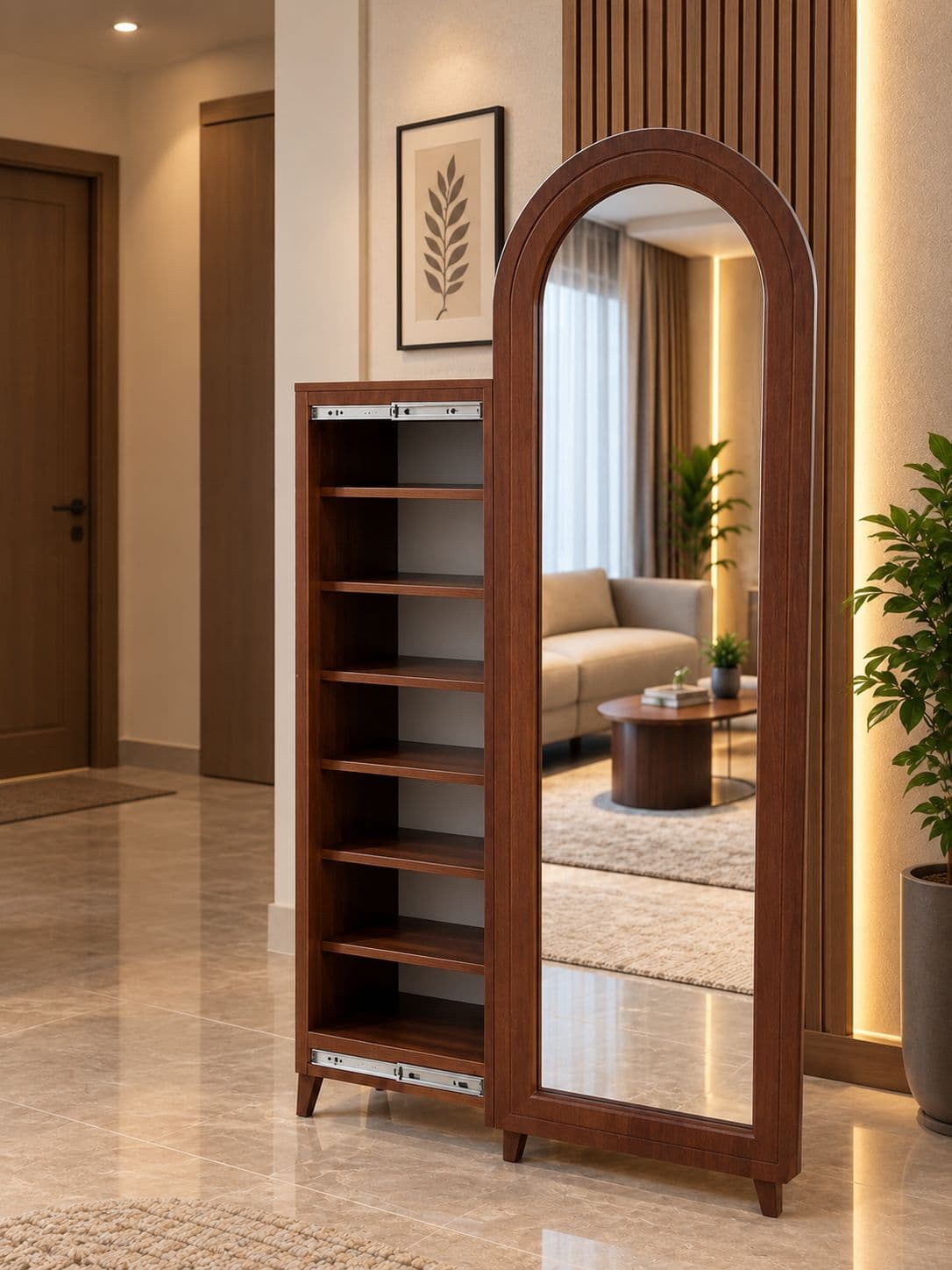 جاکفشی ریلی آینه‌دار