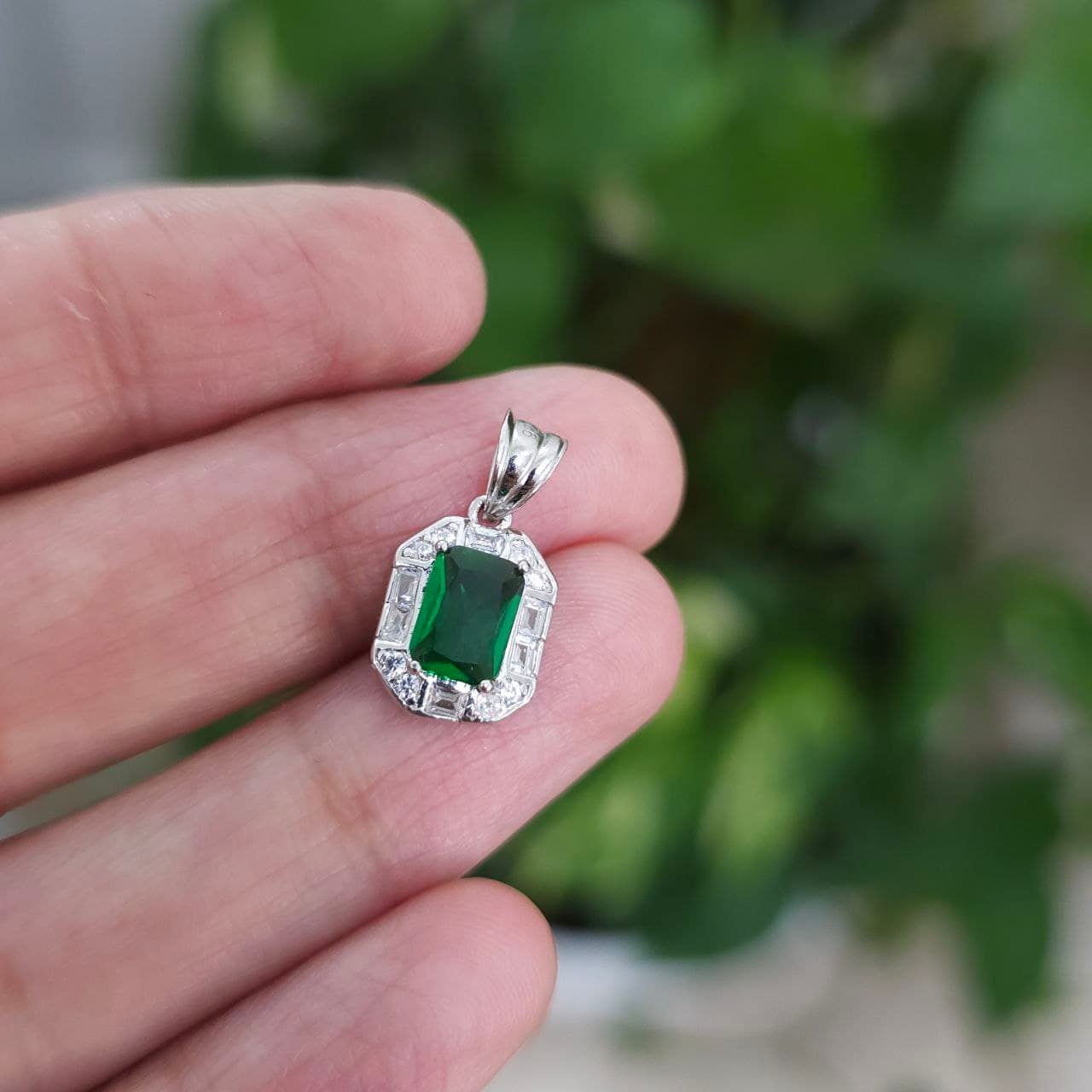 گردنبند نقره زمرد سبز 1096 MT — تصویر ۲