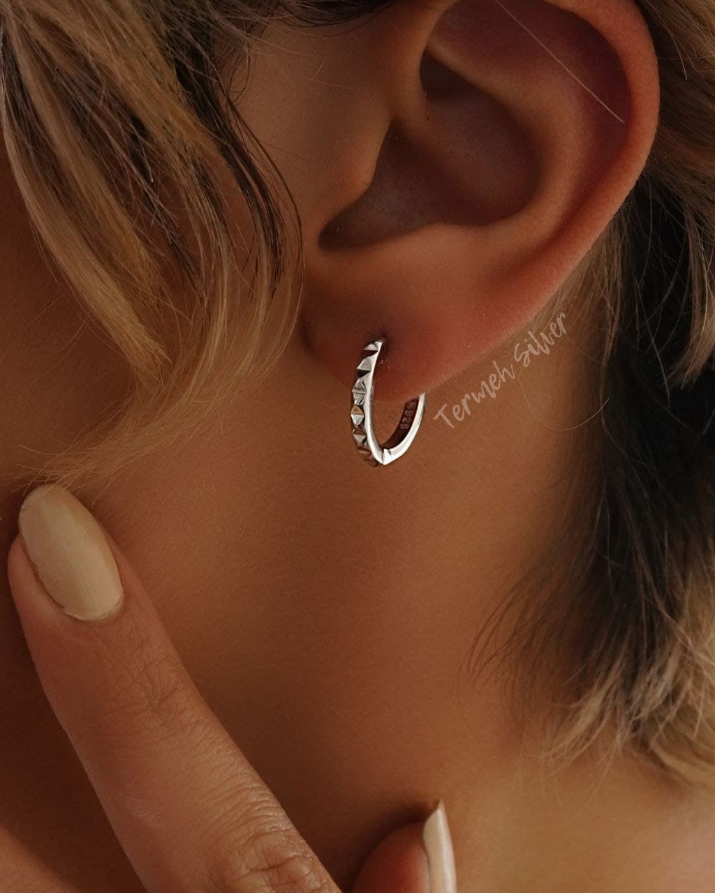 گوشواره نقره کلیپسی تراش GT 1082