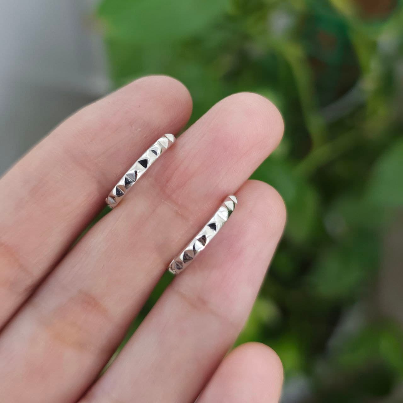گوشواره نقره کلیپسی تراش GT 1082 — تصویر ۳