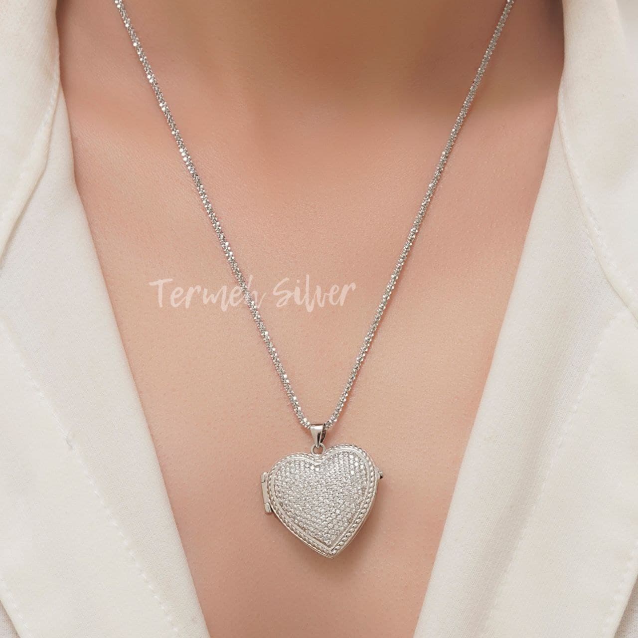 گردنبند نقره لاکت قلب 1095 MT