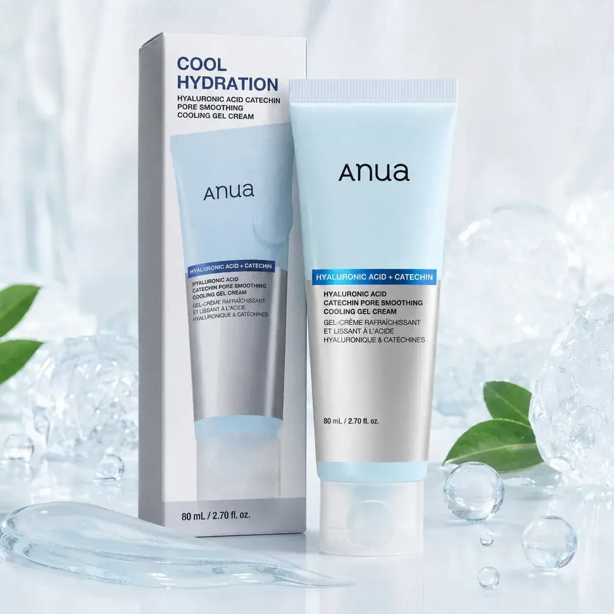 ژل کرم خنککننده و آبرسان آنوا هیالورونیک اسید و کاتچین ۸۰ میل Anua Hyaluronic Acid Catechin Pore Smoothing Cooling Gel Cream — تصویر ۲