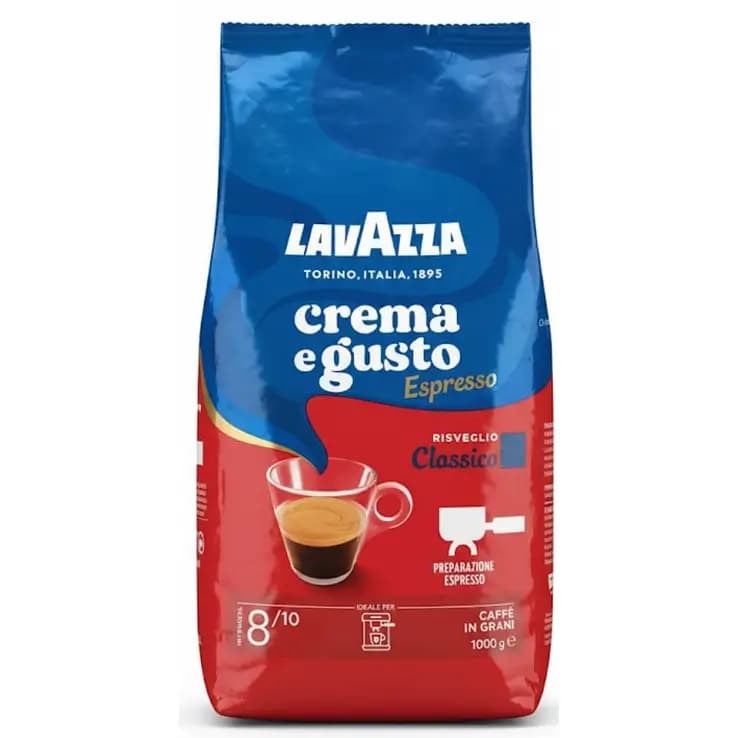 دانه قهوه اسپرسو لاوازا کرما ای گوستو کلاسیکو (30%عربیکا-70%روبوستا) 1 کیلویی Lavazza Crema e Gusto Espresso Classico