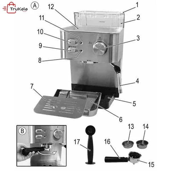 اسپرسوساز پروفی کوک مدل PC-ES 1109 — تصویر ۲