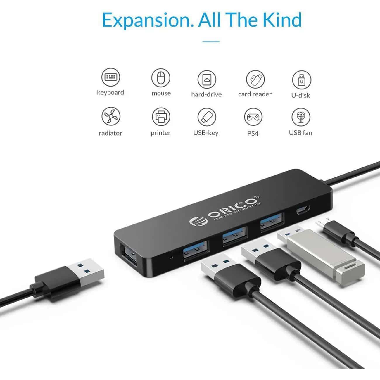هاب USB 3.0 اوریکو ORICO مدل WH4P1-10 با 4 پورت — تصویر ۶