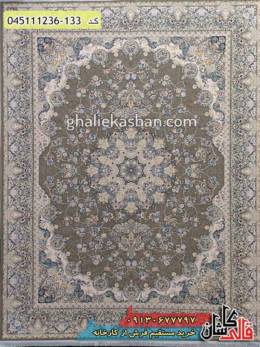 فرش طلاکوب 1200 شانه طرح اصفهان زمینه متالیک کاشان – گل برجسته