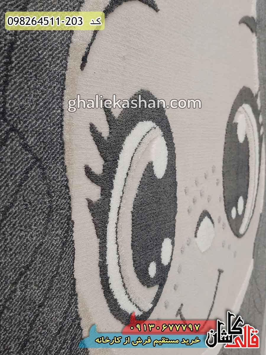 فرش کودک دخترانه پرنسس و اسب تک شاخ زمینه طوسی کاشان – گل برجسته — تصویر ۶