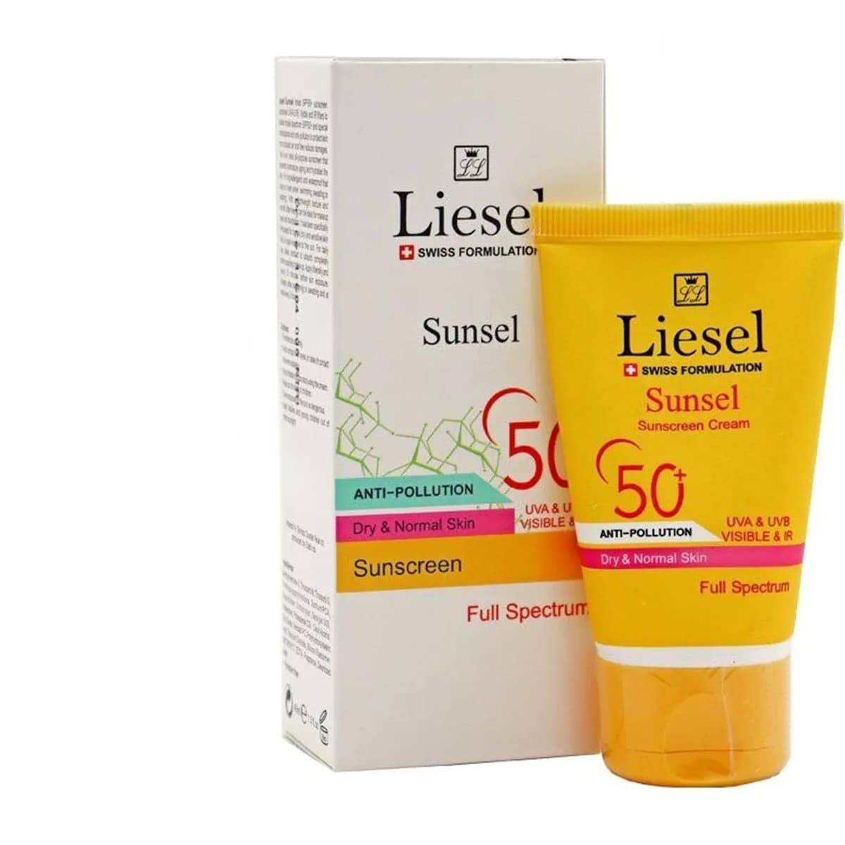 ضد آفتاب بی رنگ SPF 50 مناسب پوست خشک و نرمال حجم ۴۰ میلی لیتر لایسل