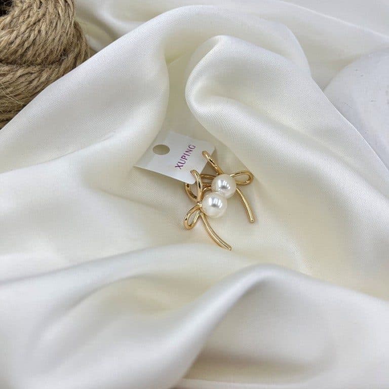 گوشواره زنانه ژوپینگ مدل پاپیون مروارید کد E6578 — تصویر ۴