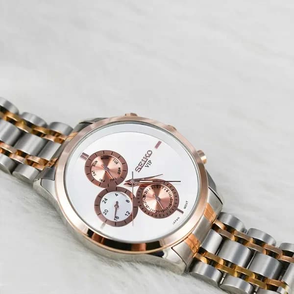 ساعت مچی عقربه ای زنانه سیکو سفید رزگلد مدل 9113HS-L