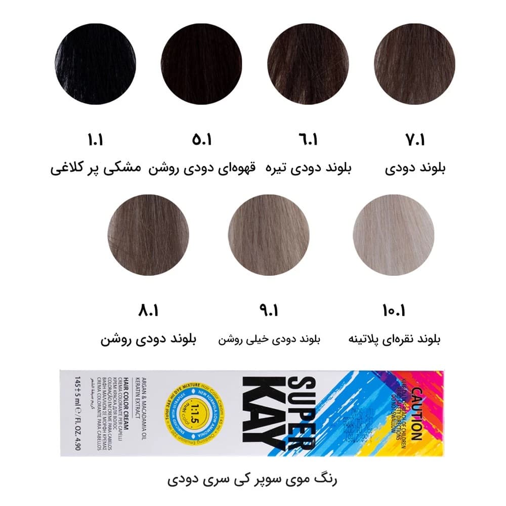 رنگ مو سوپرکی سری دودی شماره 10.1 رنگ بلوند نقره ای پلاتینه حجم 145 میل — تصویر ۲