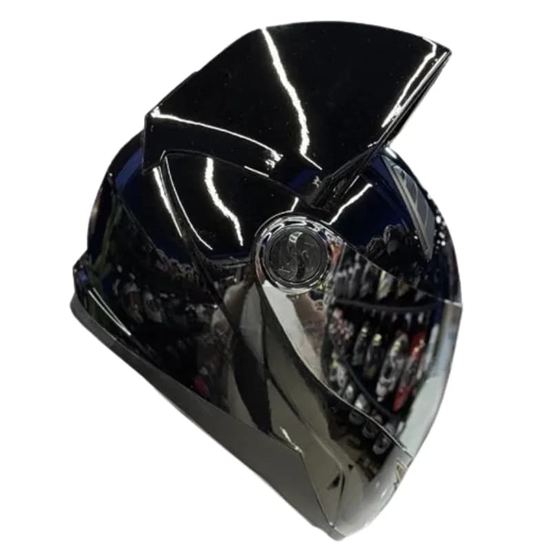 کلاه کاسکت فک ثابت برند نیترینوس مدل گوش دار مشکی براق