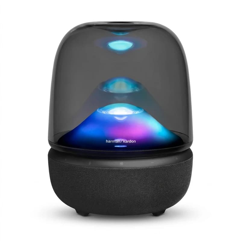 سپیکر بلوتوثی هارمن کاردن مدل Aura Studio 5، با توان خروجی 160 وات، دارای نور RGB و ساب‌ووفر 143 میلی‌متری، قابل حمل