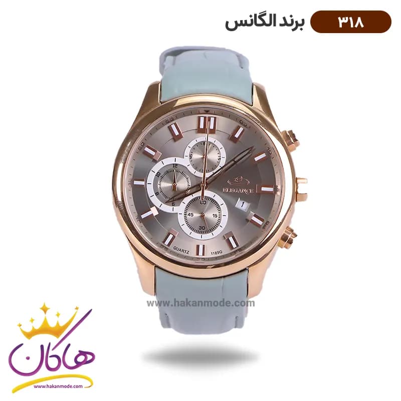 ساعت الگانس مردانه بند چرمی کرنوگراف 318