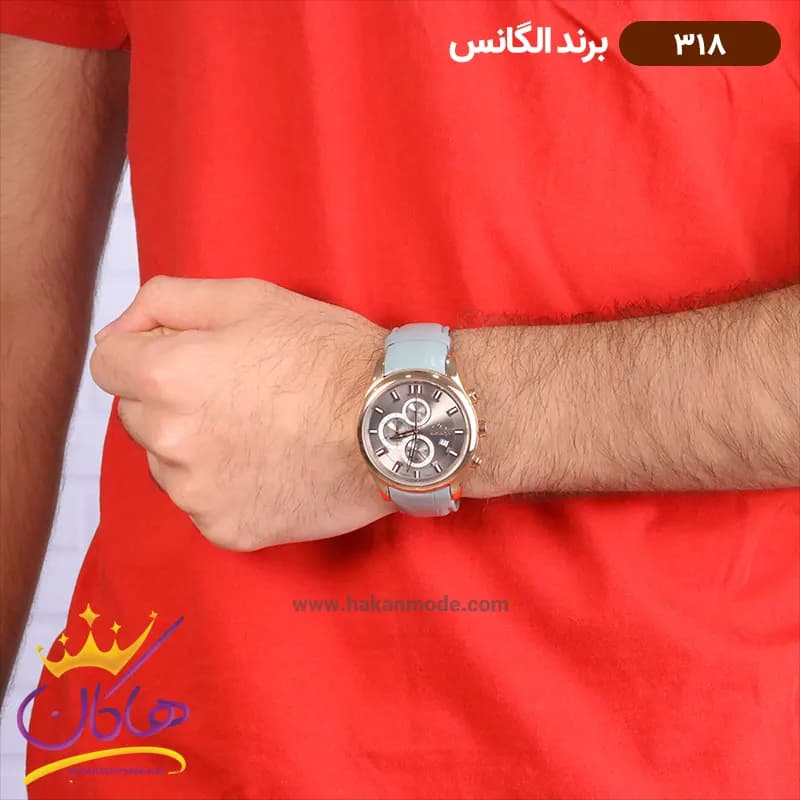 ساعت الگانس مردانه بند چرمی کرنوگراف 318 — تصویر ۳