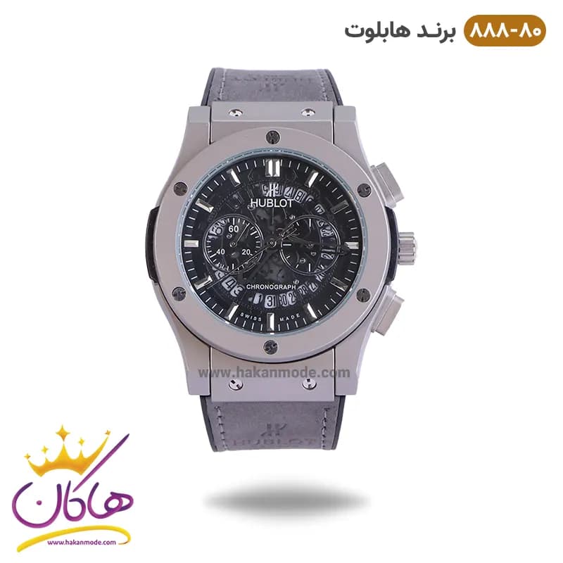 ساعت هابلوت مردانه کرنوگراف طوسی صفحه اسکلتون 888/80