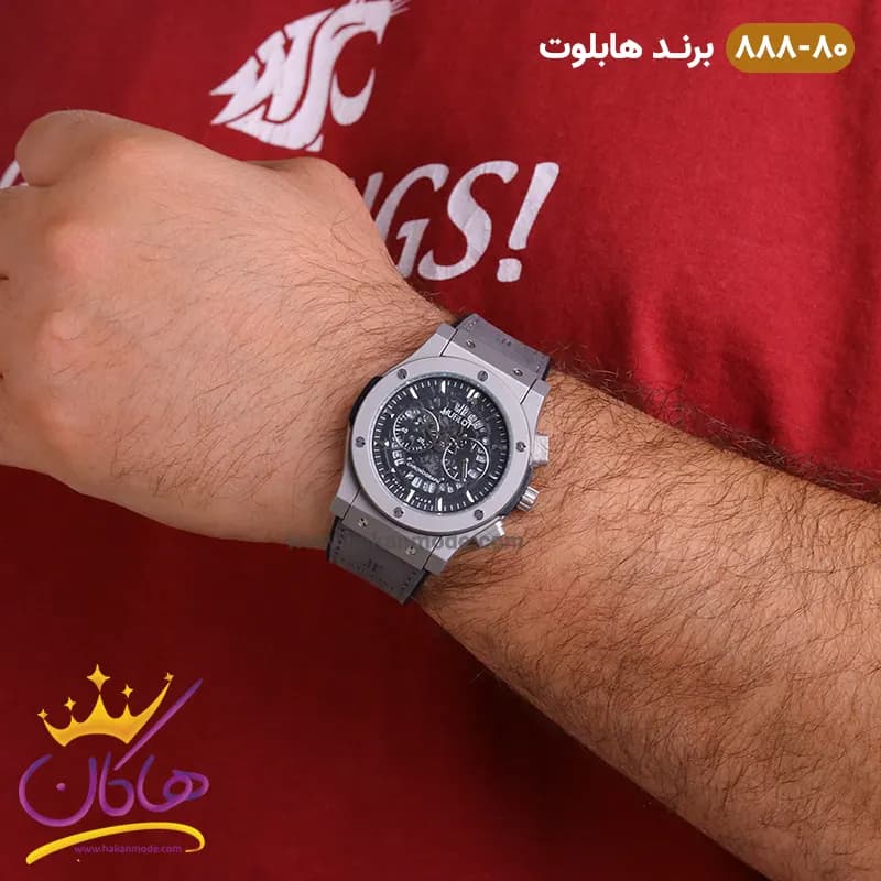 ساعت هابلوت مردانه کرنوگراف طوسی صفحه اسکلتون 888/80 — تصویر ۴