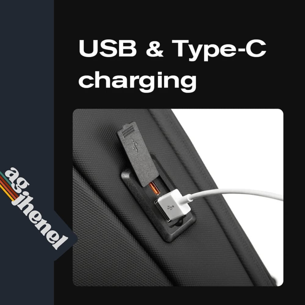 کوله پشتی لپ تاپ 15.6 اینچ هاردشل دارای قفل TSA و پورت خروجی USB — تصویر ۶