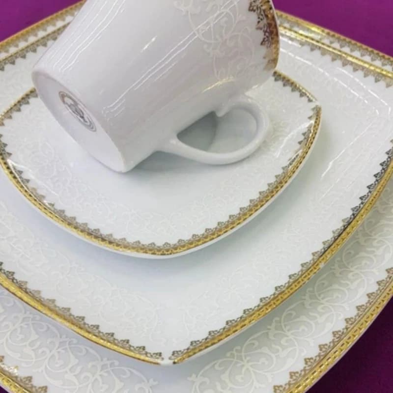 سرویس چینی پردیس طرح آرتینا 105 پارچه طلایی و نقره ای