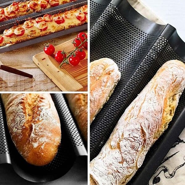 قالب نان باگت تفلون مدل فرانسوی 2 خانه سایز 40×16 — تصویر ۳