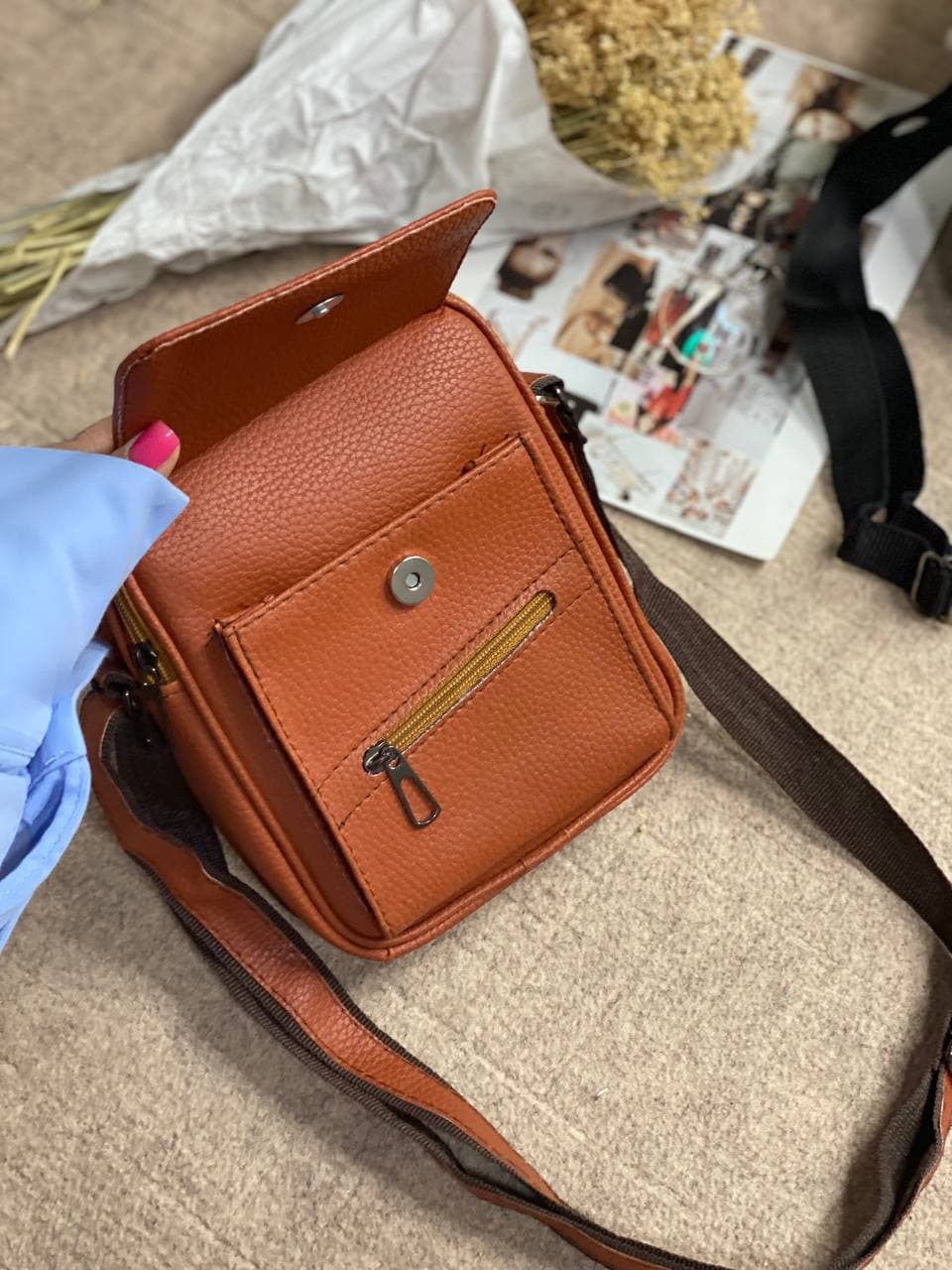کیف دوشی با چرم صنعتی — تصویر ۳