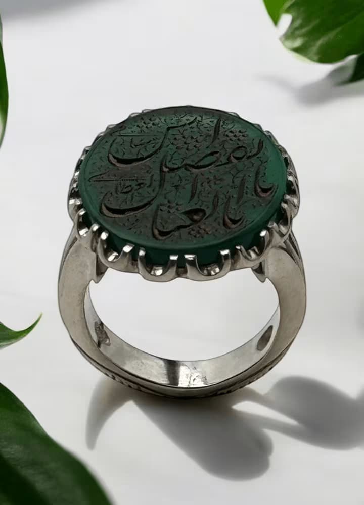 انگشتر عقیق سبز-مدل R1607 — تصویر ۲