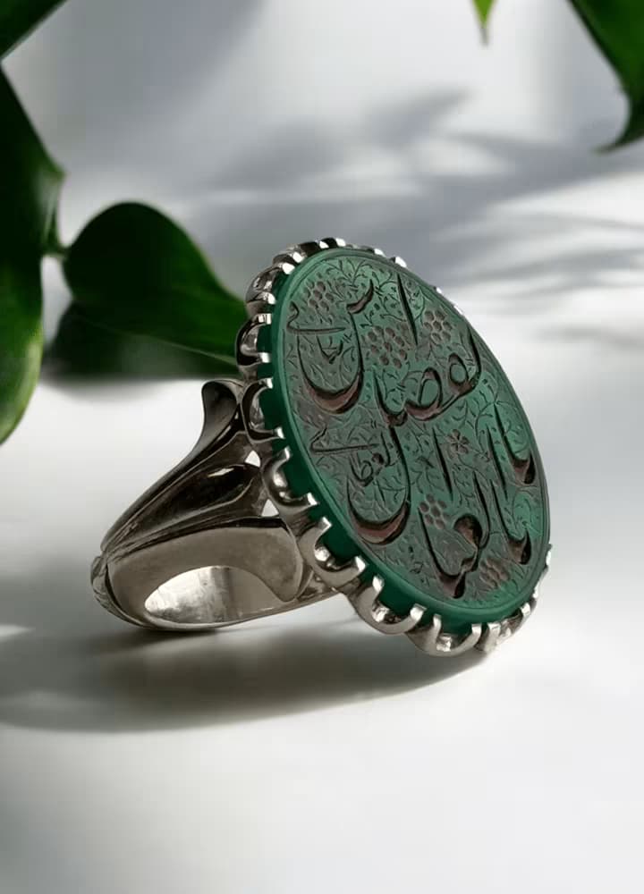 انگشتر عقیق سبز-مدل R1607 — تصویر ۳