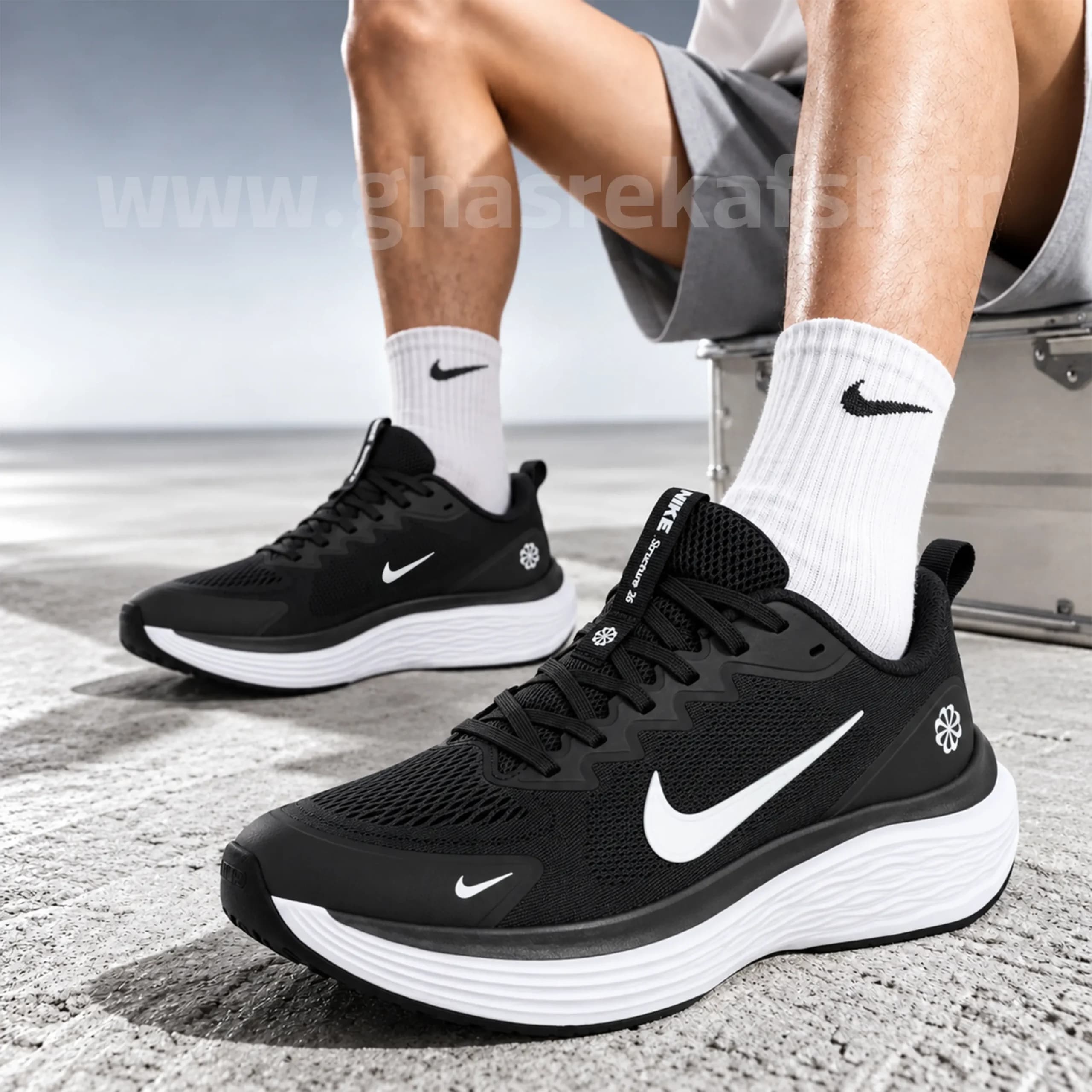 کتونی نایک زوم Nike Zoom مردانه مسترکوالیتی مشکی سفید کد 256