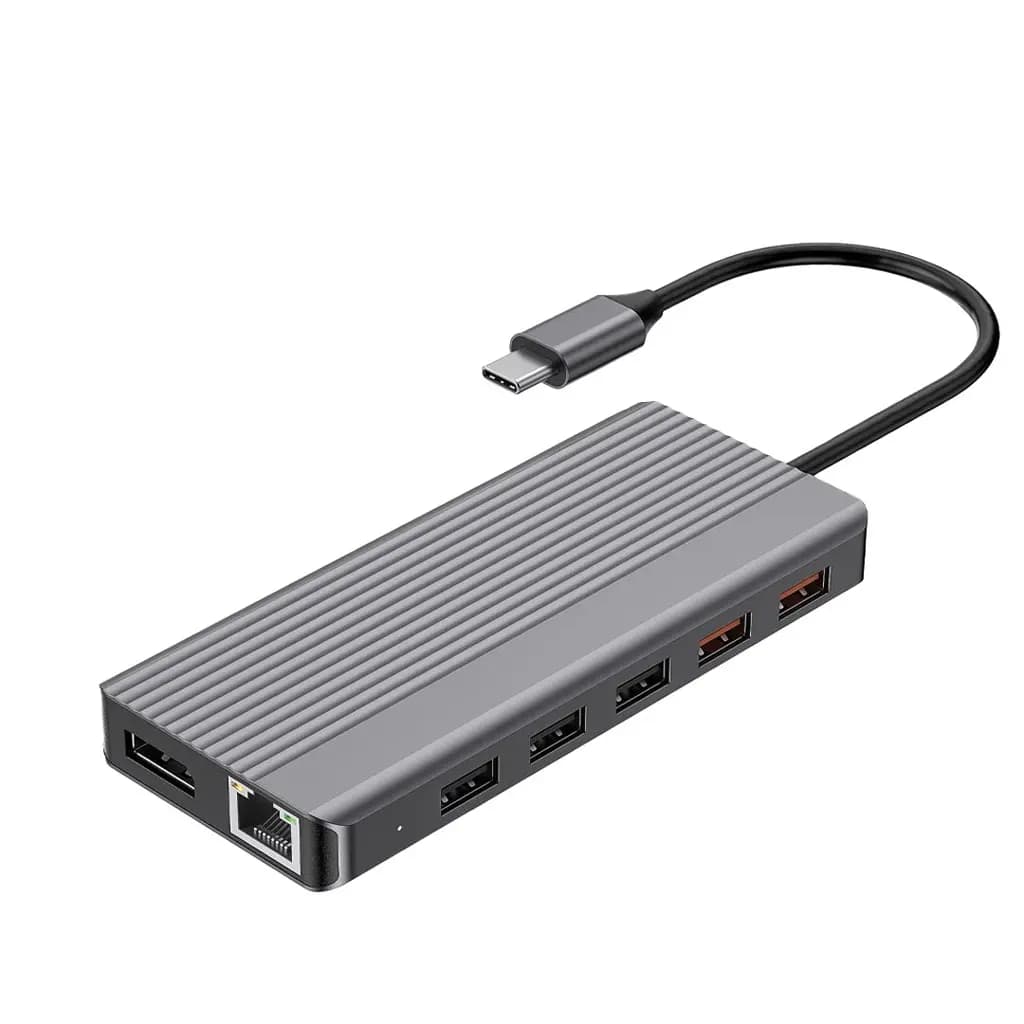 هاب ۱۲ پورت POWEROLOGY مدل HDMI & DISPLAYPORT USB-C HUB ETHERNET — تصویر ۴