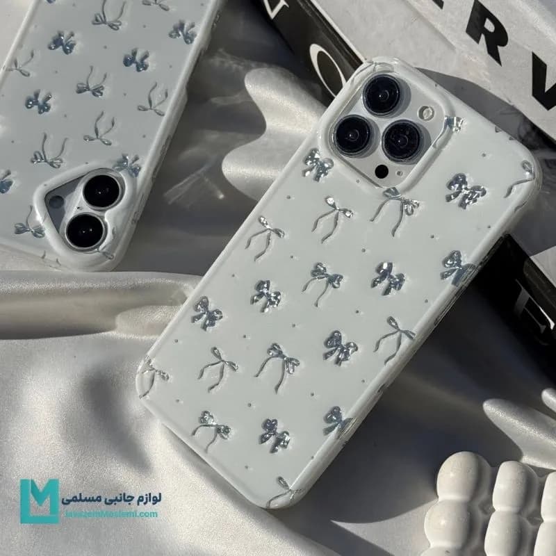 قاب گوشی پاپیونی سفید ابری کد C4033 | لوازم جانبی مسلمی
