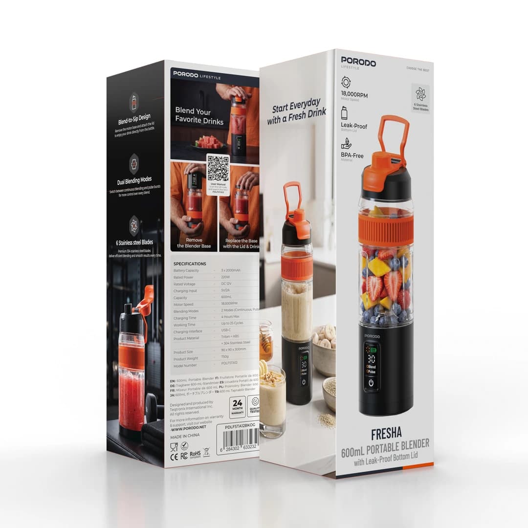 مخلوط کن قابل حمل پرودو مدل Porodo Fresha 600mL PDLFSTA12 — تصویر ۳