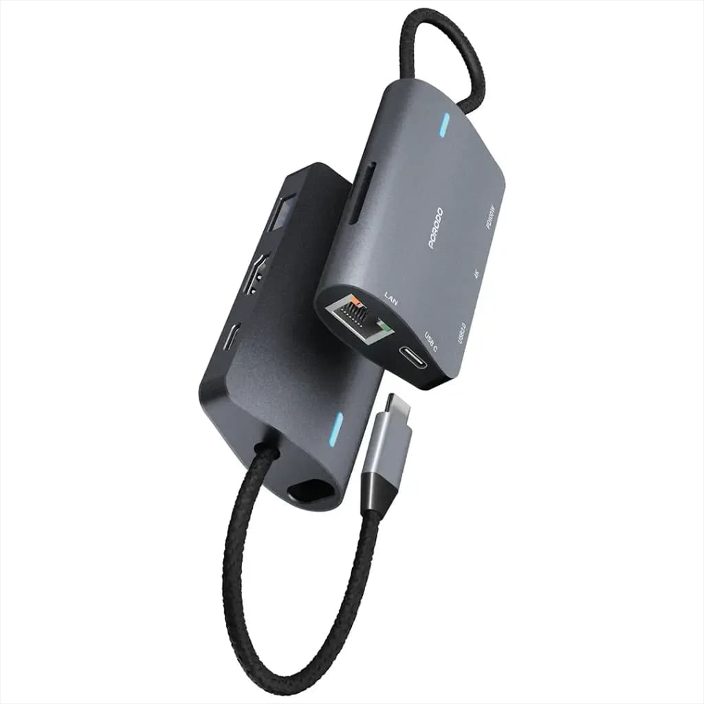هاب USB-C هفت پورت پرودو مدل Porodo 7-IN-1 PDRDS71GY