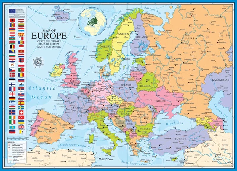 پازل 1000 تكه یوروگرافیک طرح Map of Europe كد 0789-6000 — تصویر ۲